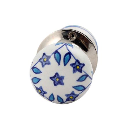 Blue Tiny Flower Mortice Handle 2.25